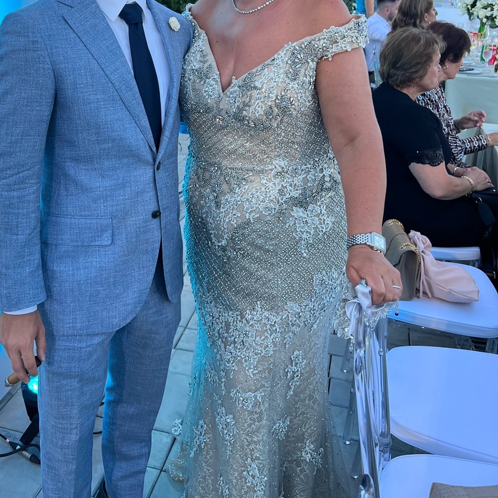 Terraini Couture Silver Fully beaded Gown